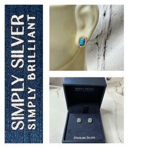 🐘🐘💓 Sterling Silver Turquoise and Gold Earrings